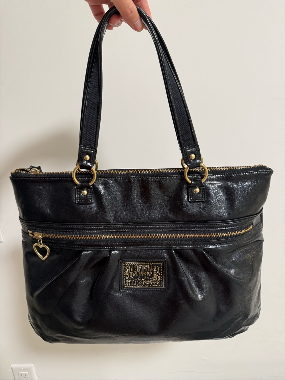 Coach Poppy Black Shoulder Tote Bag